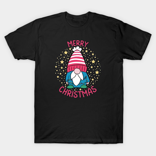 Merry Christmas gnome T-Shirt by Yarafantasyart